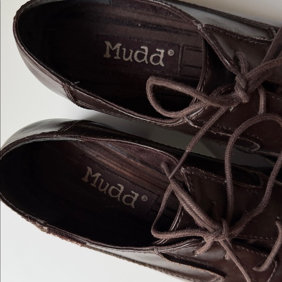 Y2K Mudd Chunky Heel Oxford Platform lace up Brown 8W - Picture 9 of 11